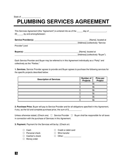 Printable Plumbing Contract Template